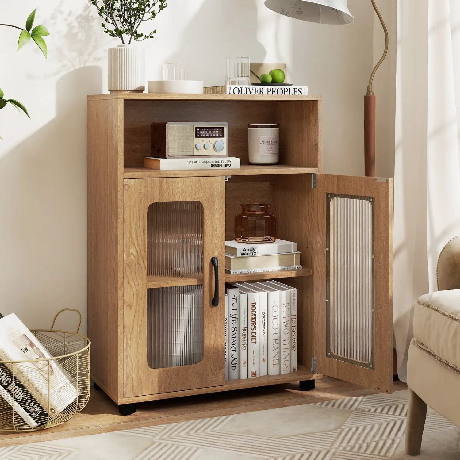 Bathroom Cabinet Freestanding Cabinet with 2 Doors and 3-Level Adjustable Shelf by DirectDeals