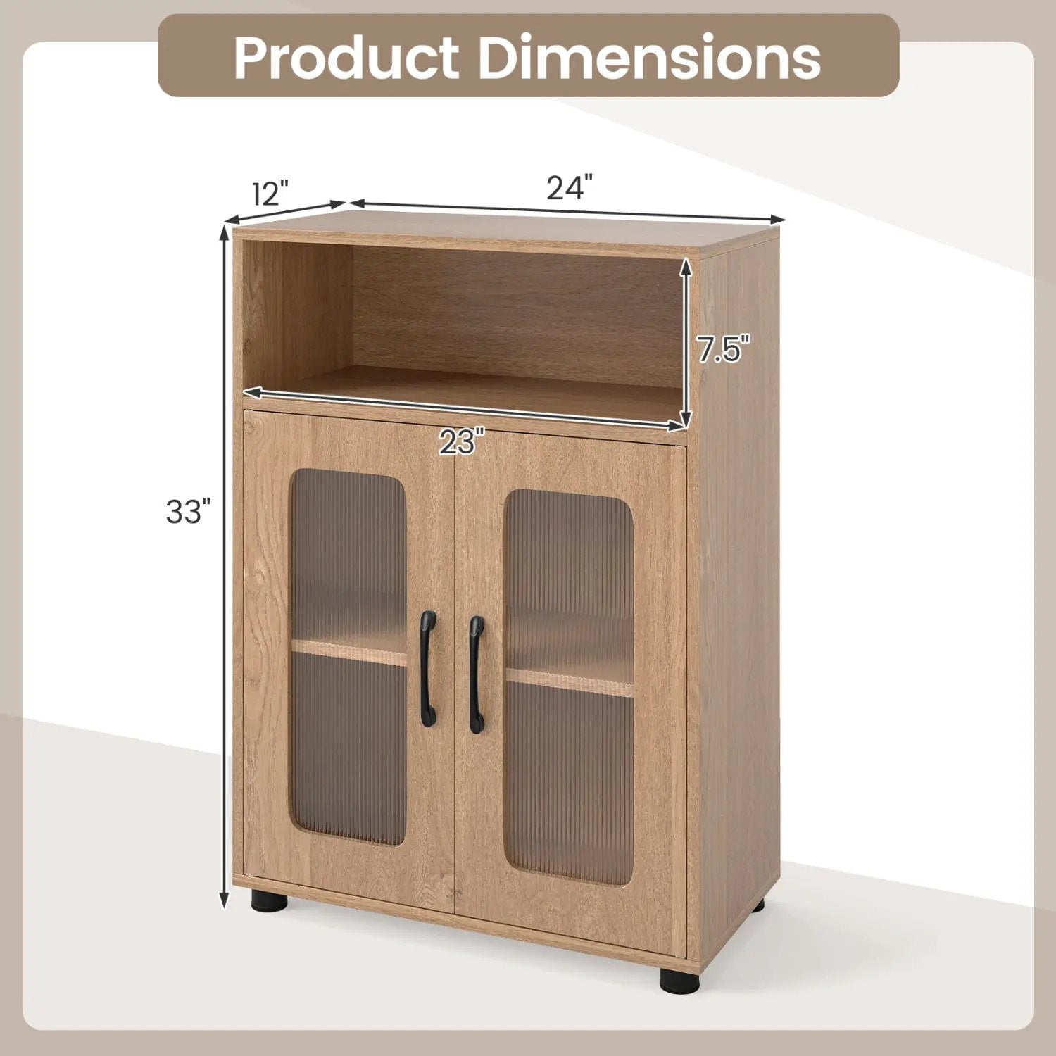 Bathroom Cabinet Freestanding Cabinet with 2 Doors and 3-Level Adjustable Shelf by DirectDeals