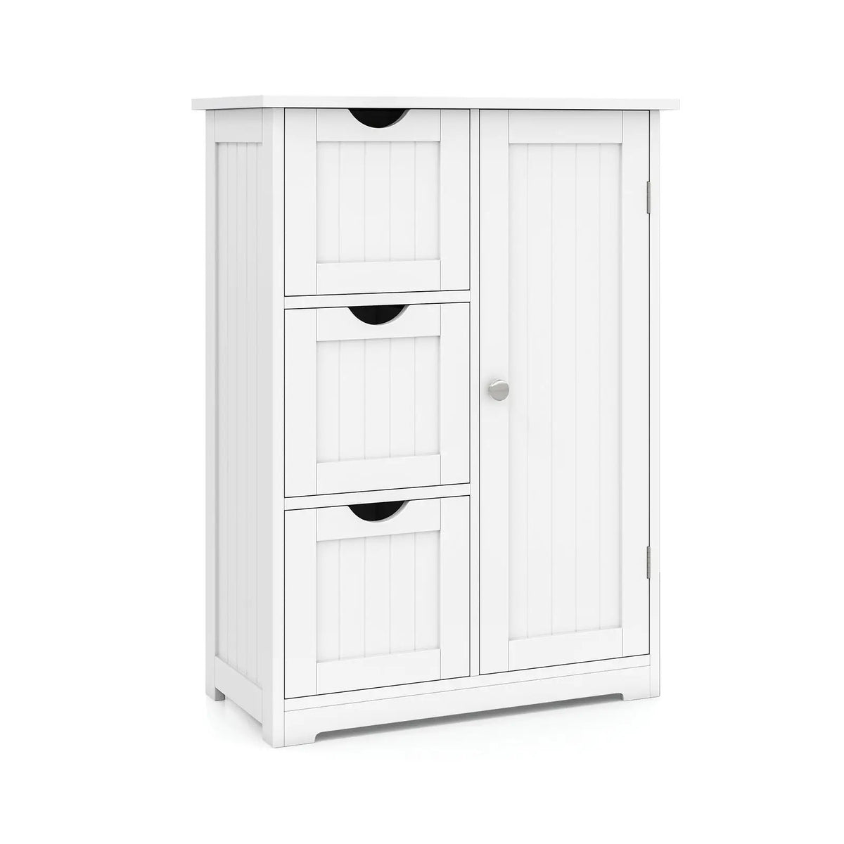 Bathroom Floor Cabinet Side Storage Cabinet with 3 Drawers and 1 Cupboard by DirectDeals