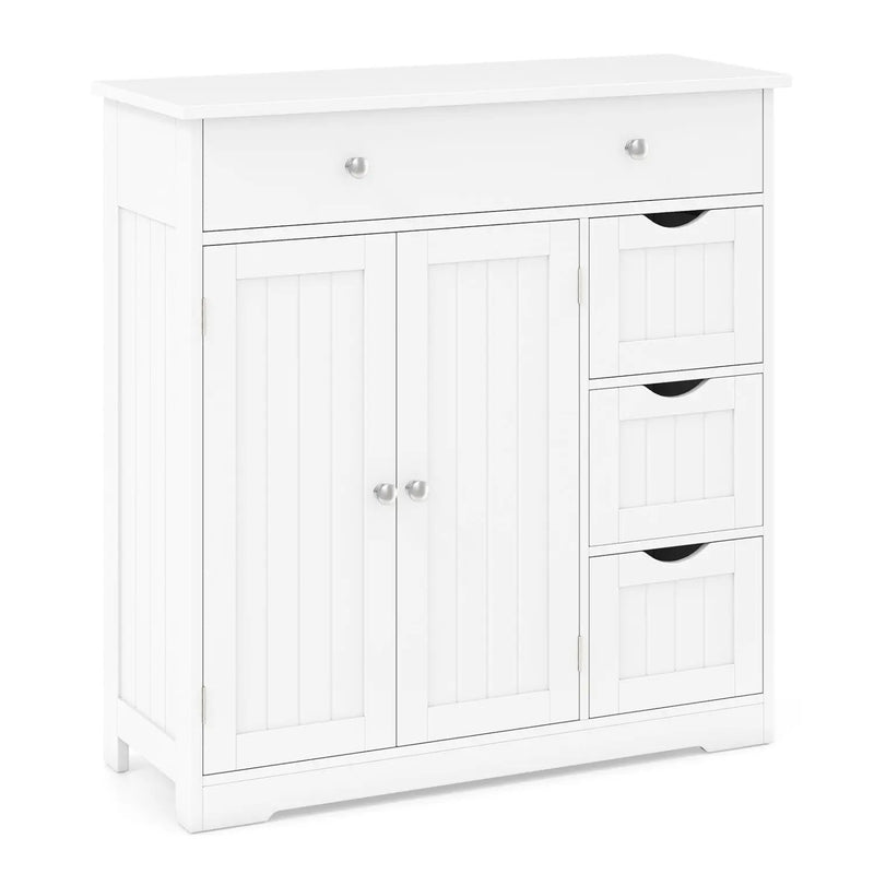 Bathroom Floor Cabinet with 4 Drawers and 2 Doors - White by DirectDeals