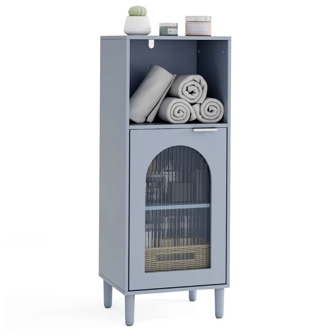 Bathroom Floor Cabinet with Adjustable Shelf and Glass Door by DirectDeals