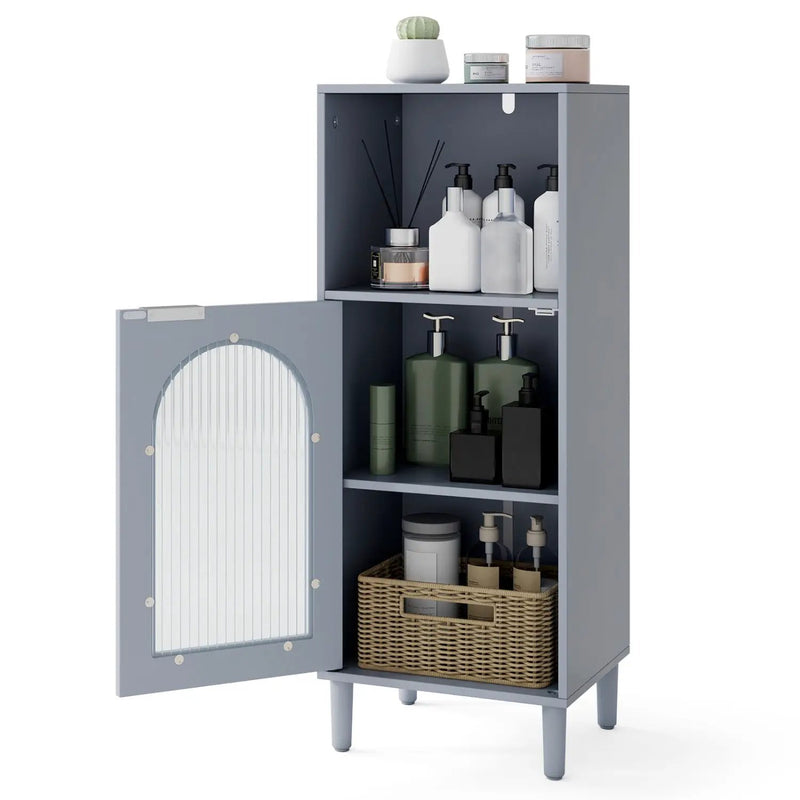 Bathroom Floor Cabinet with Adjustable Shelf and Glass Door by DirectDeals