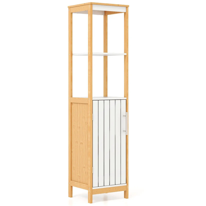 Bathroom Floor Cabinet with Door Shelves Adjustable Shelf-Natural by DirectDeals