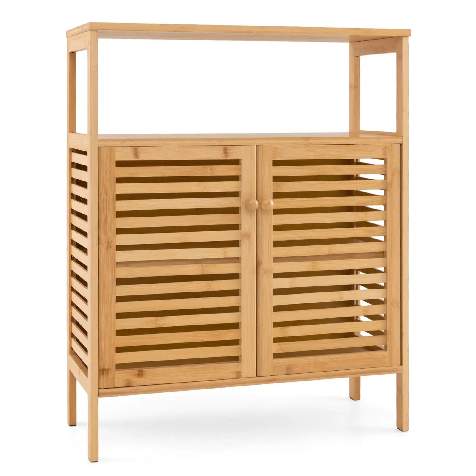Bamboo Bathroom Floor Storage Cabinet with Shutter Doors-Natural by DirectDeals