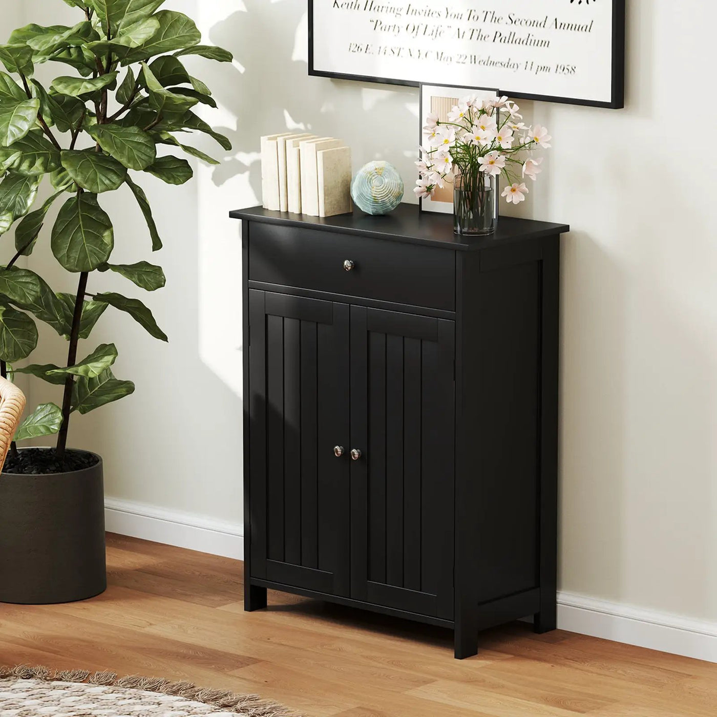 Bathroom Floor Cabinet Freestanding Storage Organizer with 2 Doors by DirectDeals
