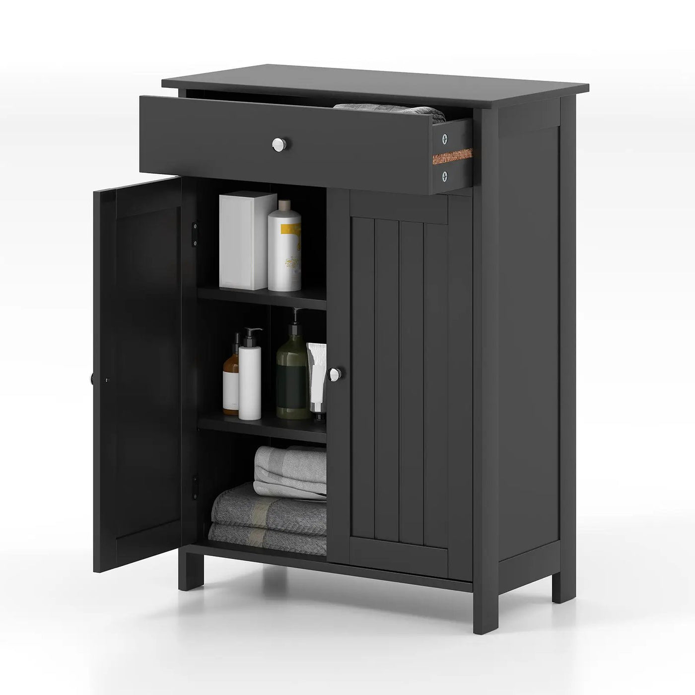 Bathroom Floor Cabinet Freestanding Storage Organizer with 2 Doors by DirectDeals