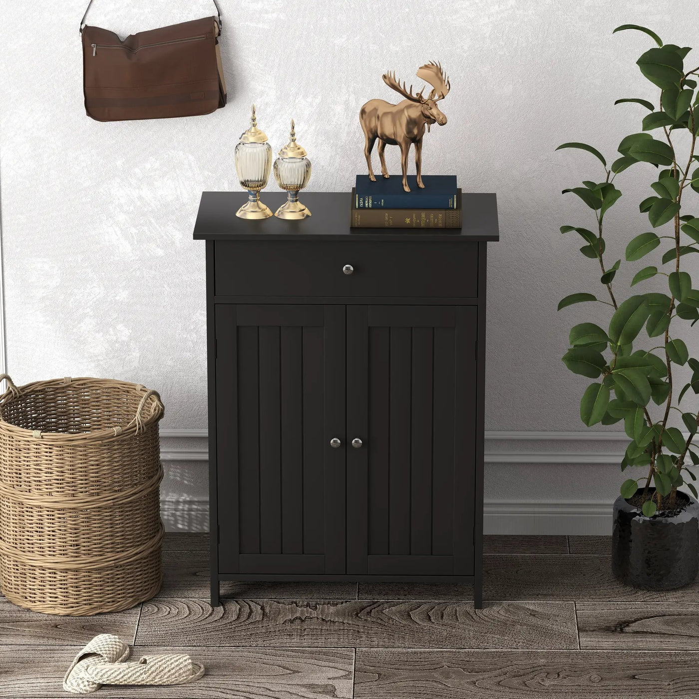 Bathroom Floor Cabinet Freestanding Storage Organizer with 2 Doors by DirectDeals