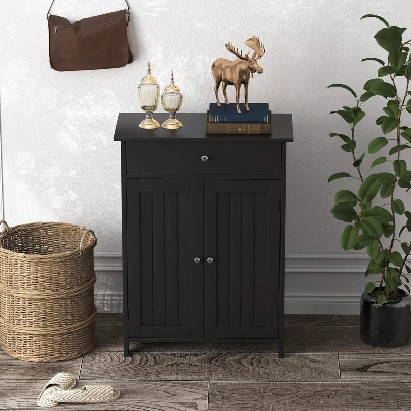 Bathroom Floor Cabinet Freestanding Storage Organizer with 2 Doors by DirectDeals