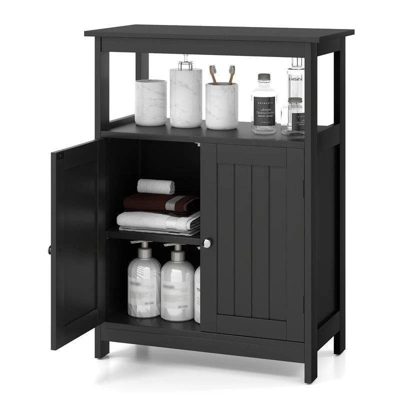 Bathroom Floor Cabinet Freestanding Storage Organizer with Open Compartment by DirectDeals