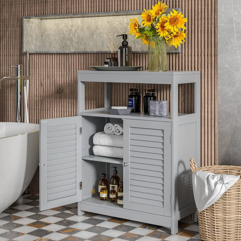 Freestanding Bathroom Floor Cabinet with Double Shutter Doors by DirectDeals