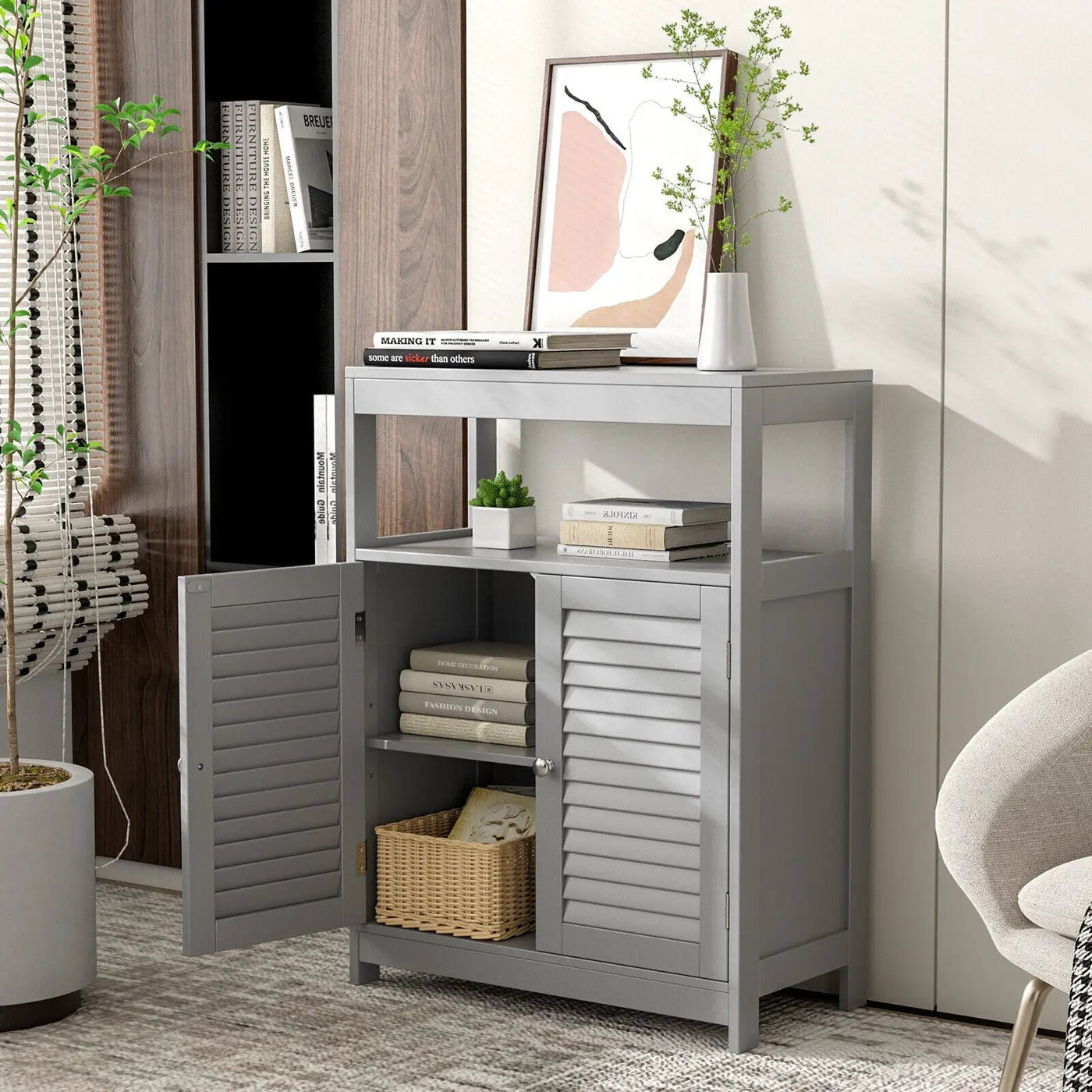 Freestanding Bathroom Floor Cabinet with Double Shutter Doors by DirectDeals