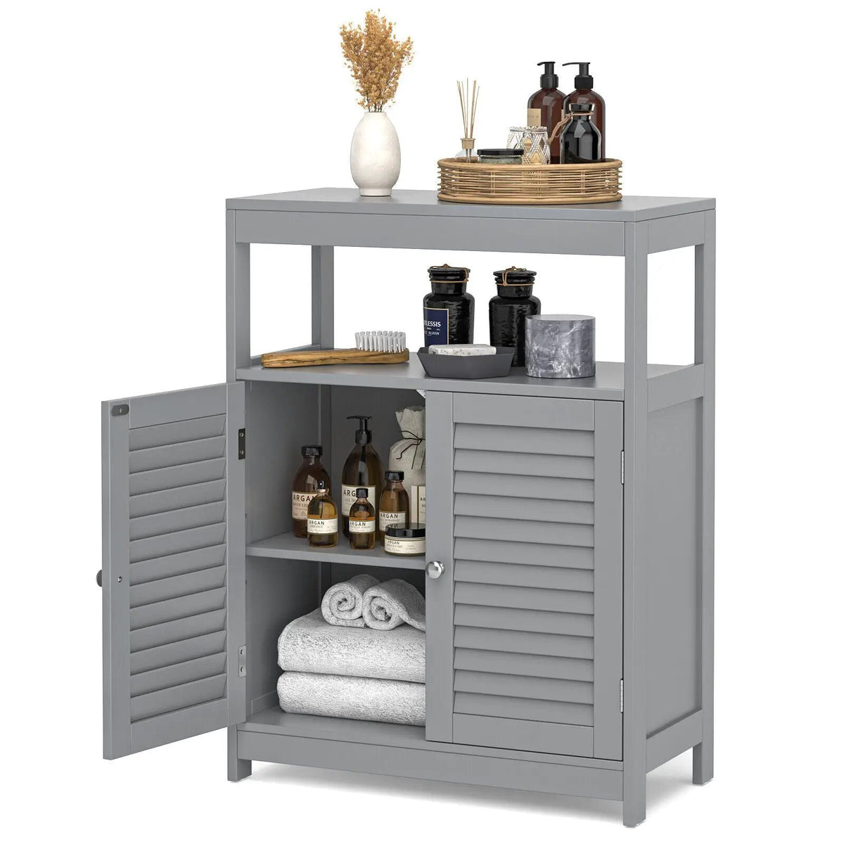 Freestanding Bathroom Floor Cabinet with Double Shutter Doors by DirectDeals