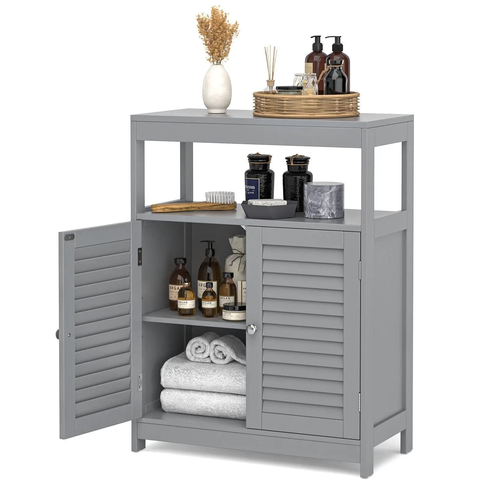 Freestanding Bathroom Floor Cabinet with Double Shutter Doors by DirectDeals
