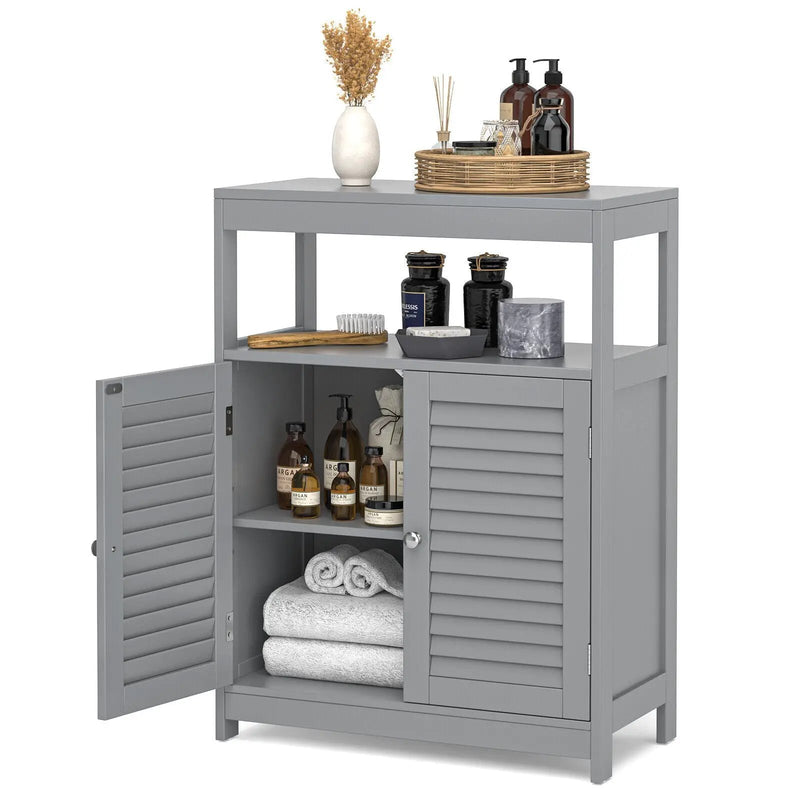 Freestanding Bathroom Floor Cabinet with Double Shutter Doors by DirectDeals