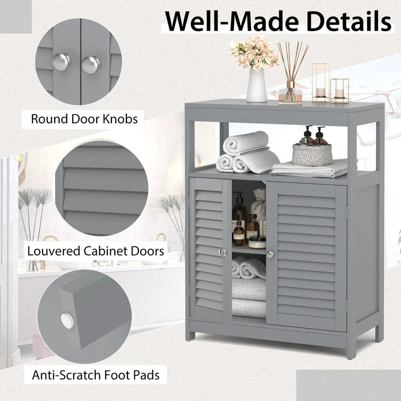 Freestanding Bathroom Floor Cabinet with Double Shutter Doors by DirectDeals