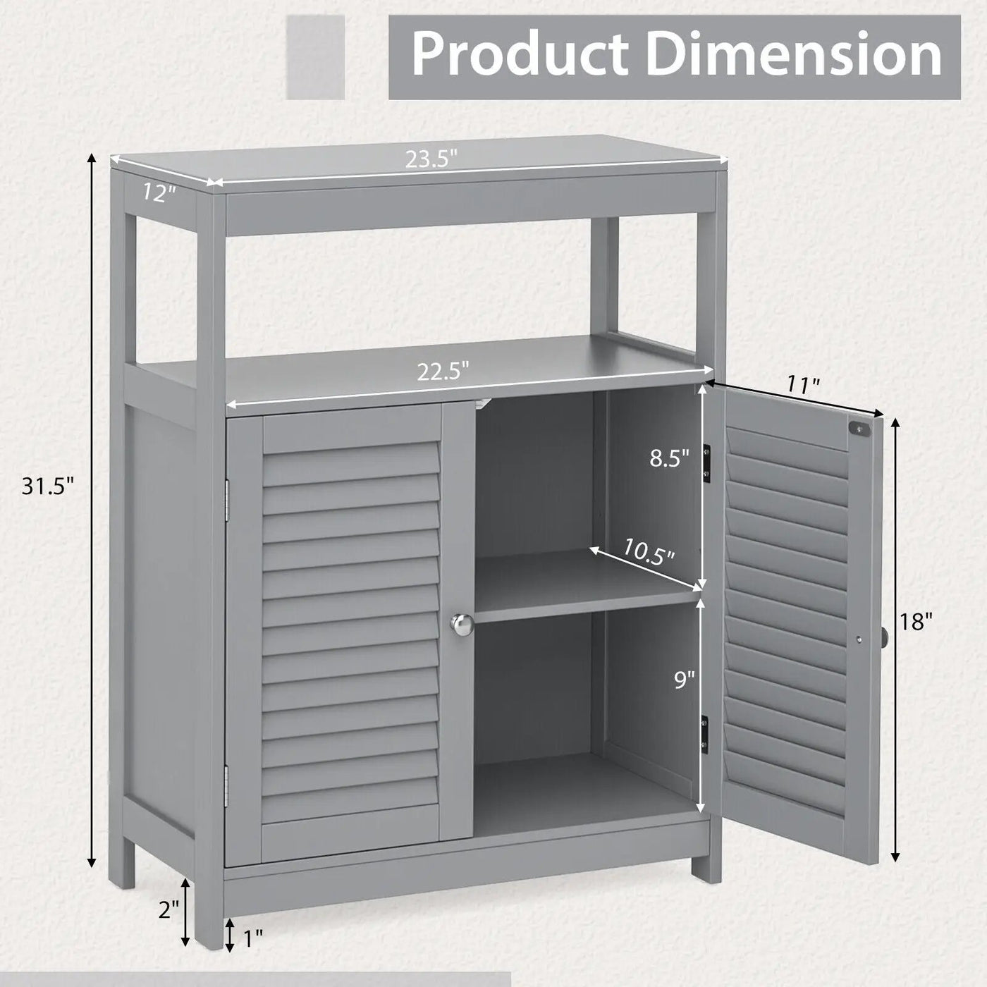 Freestanding Bathroom Floor Cabinet with Double Shutter Doors by DirectDeals