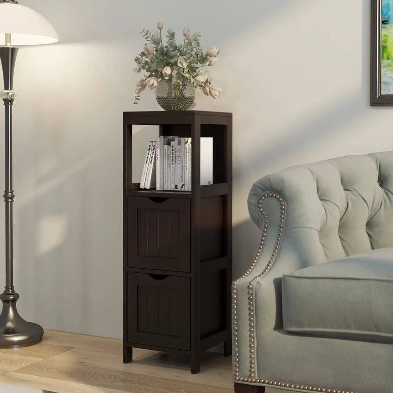 Wooden Bathroom Floor Cabinet with Removable Drawers-Brown by DirectDeals