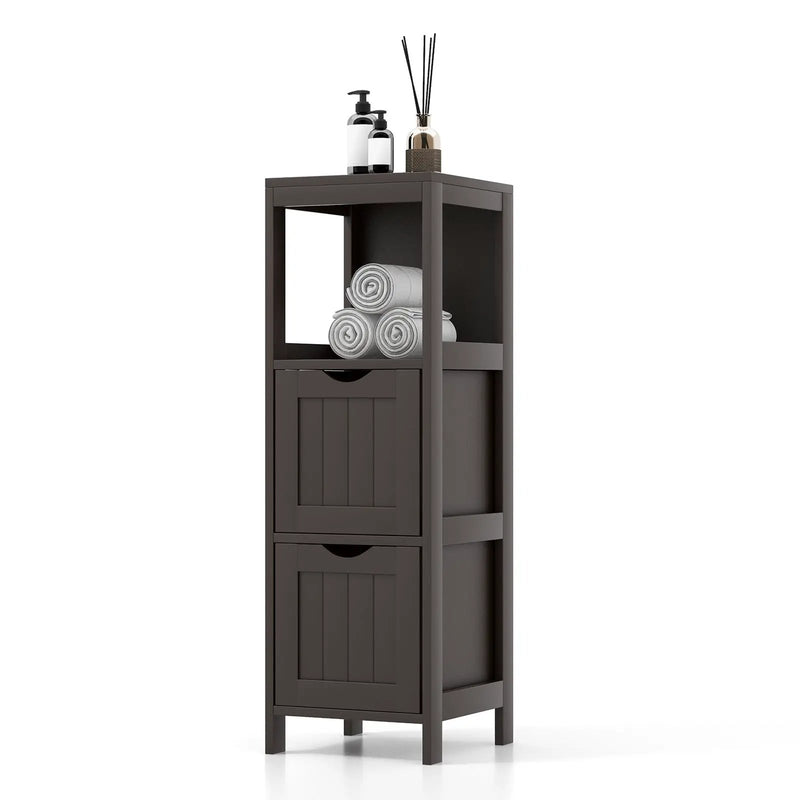 Wooden Bathroom Floor Cabinet with Removable Drawers-Brown by DirectDeals