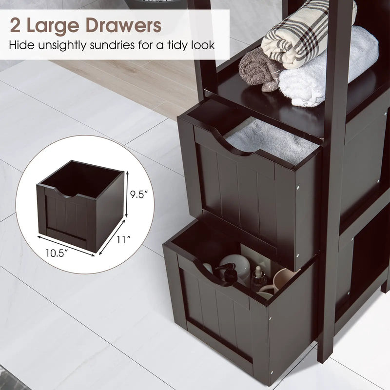 Wooden Bathroom Floor Cabinet with Removable Drawers-Brown by DirectDeals