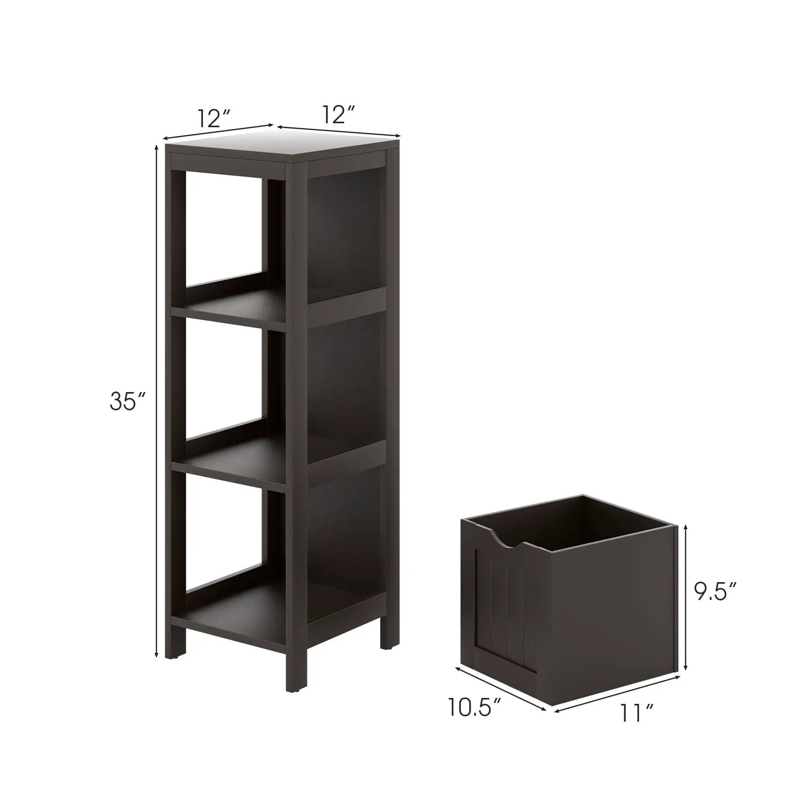 Wooden Bathroom Floor Cabinet with Removable Drawers-Brown by DirectDeals