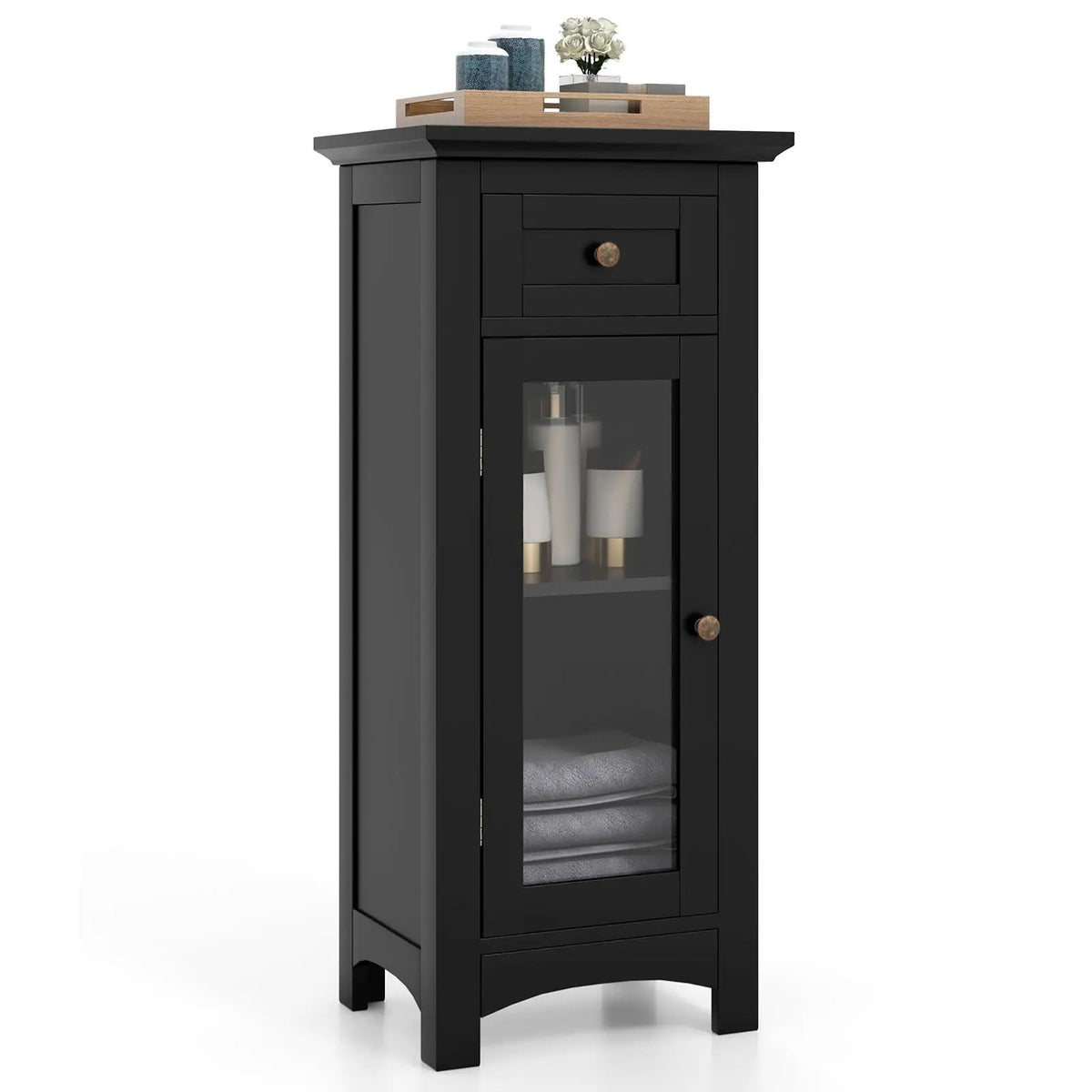 Bathroom Freestanding Storage Cabinet with Single Glass Door by DirectDeals