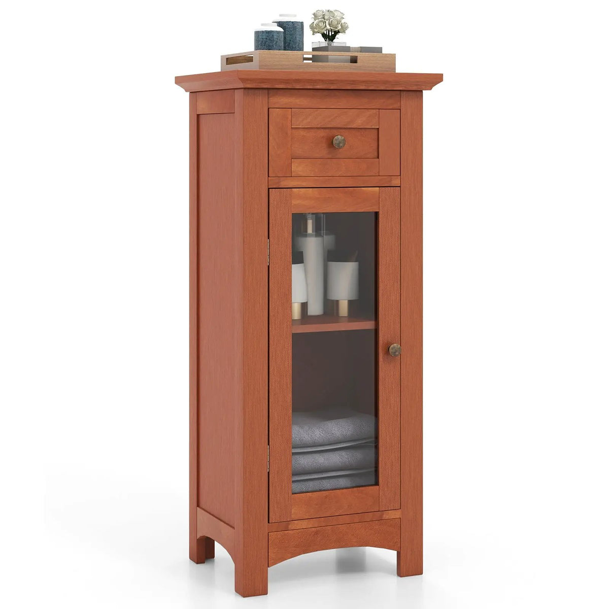 Bathroom Freestanding Storage Cabinet with Single Glass Door by DirectDeals