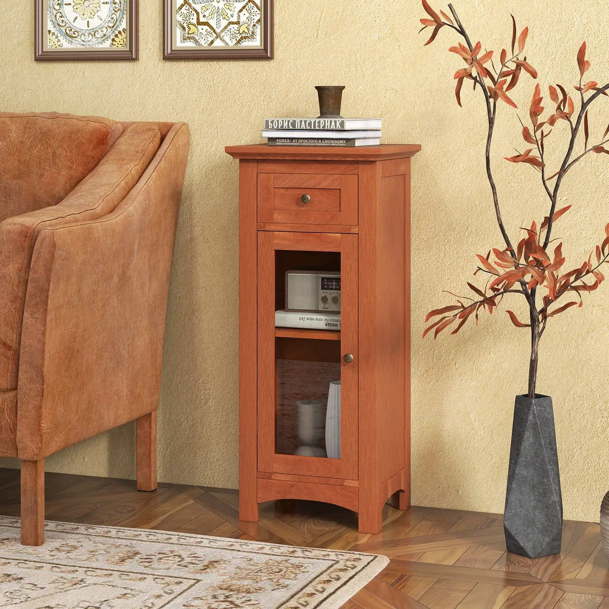 Bathroom Freestanding Storage Cabinet with Single Glass Door by DirectDeals