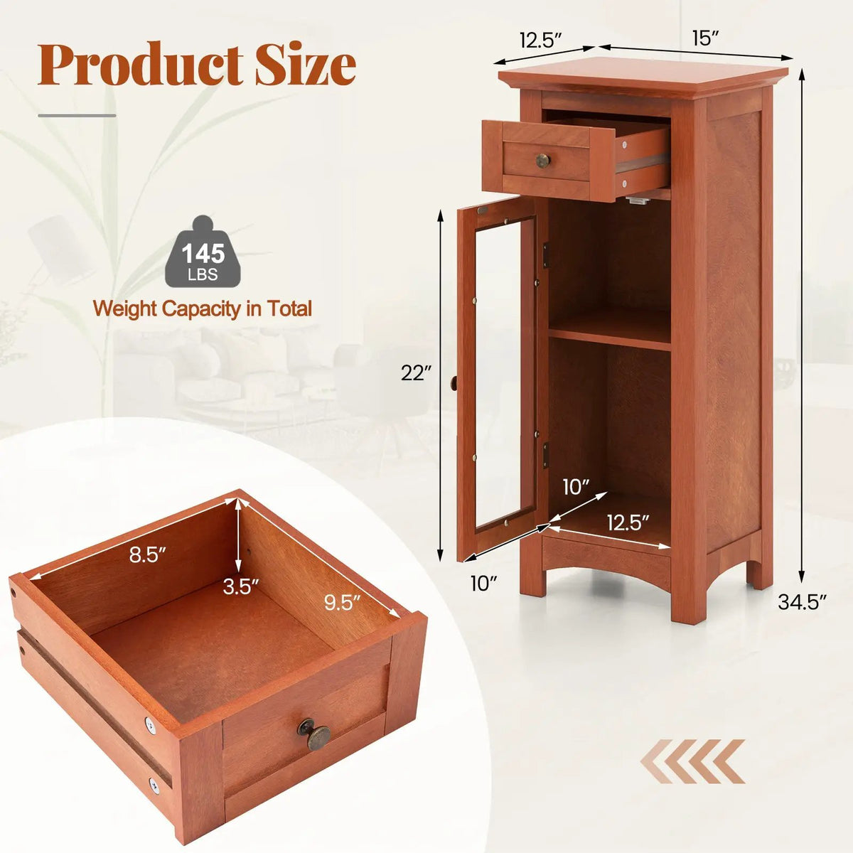 Bathroom Freestanding Storage Cabinet with Single Glass Door by DirectDeals