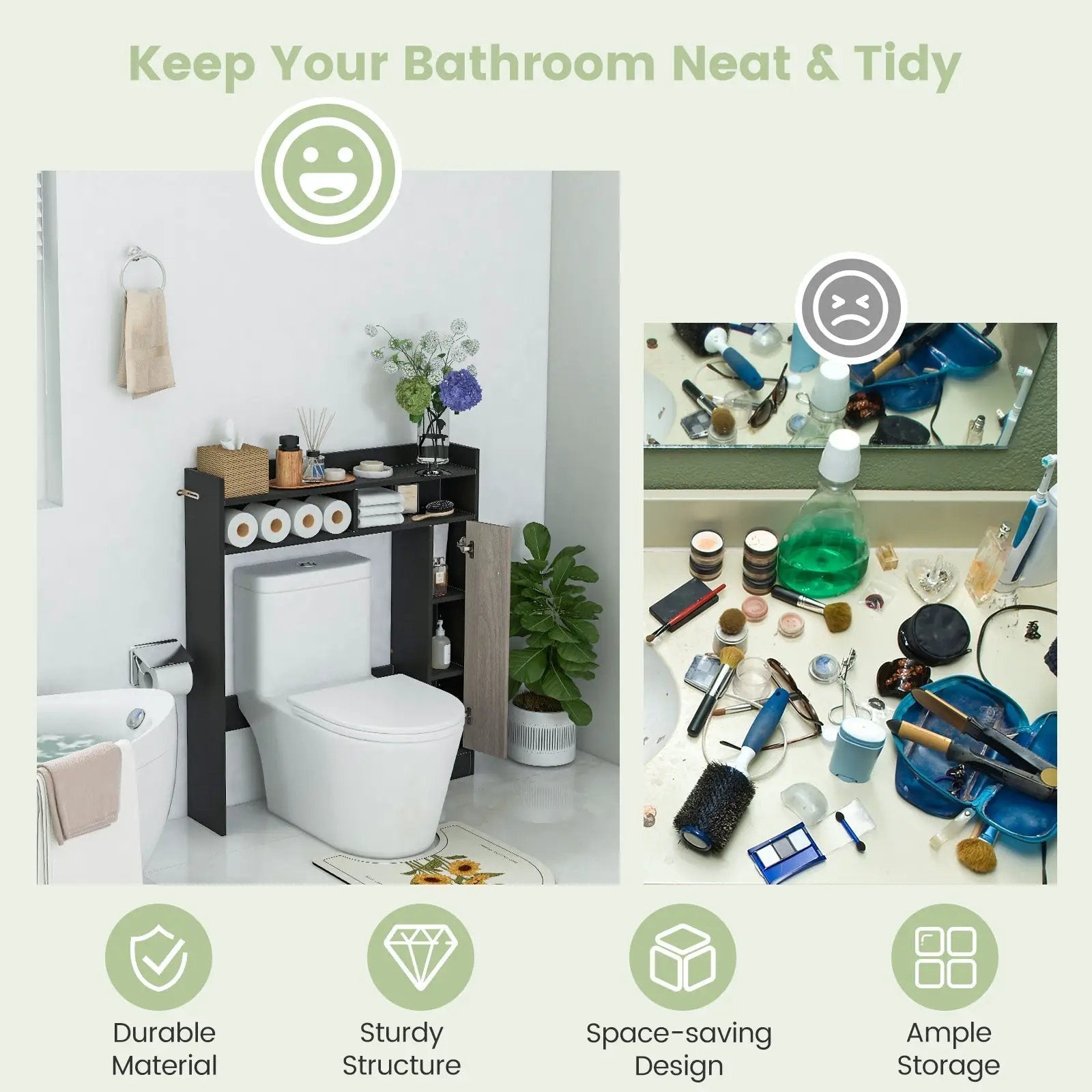 Bathroom Over the Toilet Floor Storage Organizer with Adjustable Shelves by DirectDeals