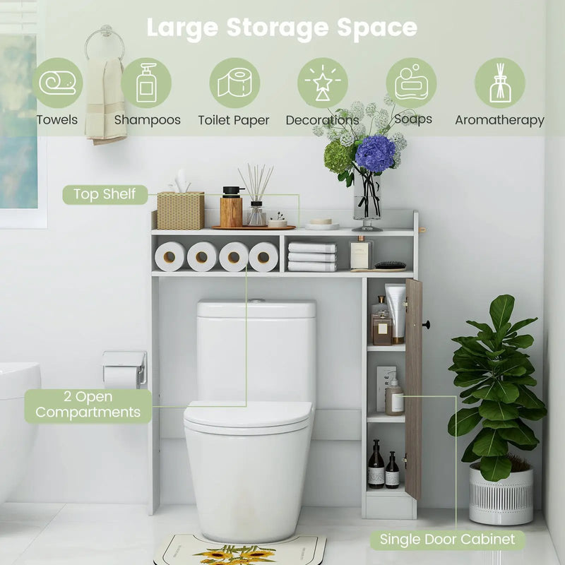 Bathroom Over the Toilet Floor Storage Organizer with Adjustable Shelves by DirectDeals