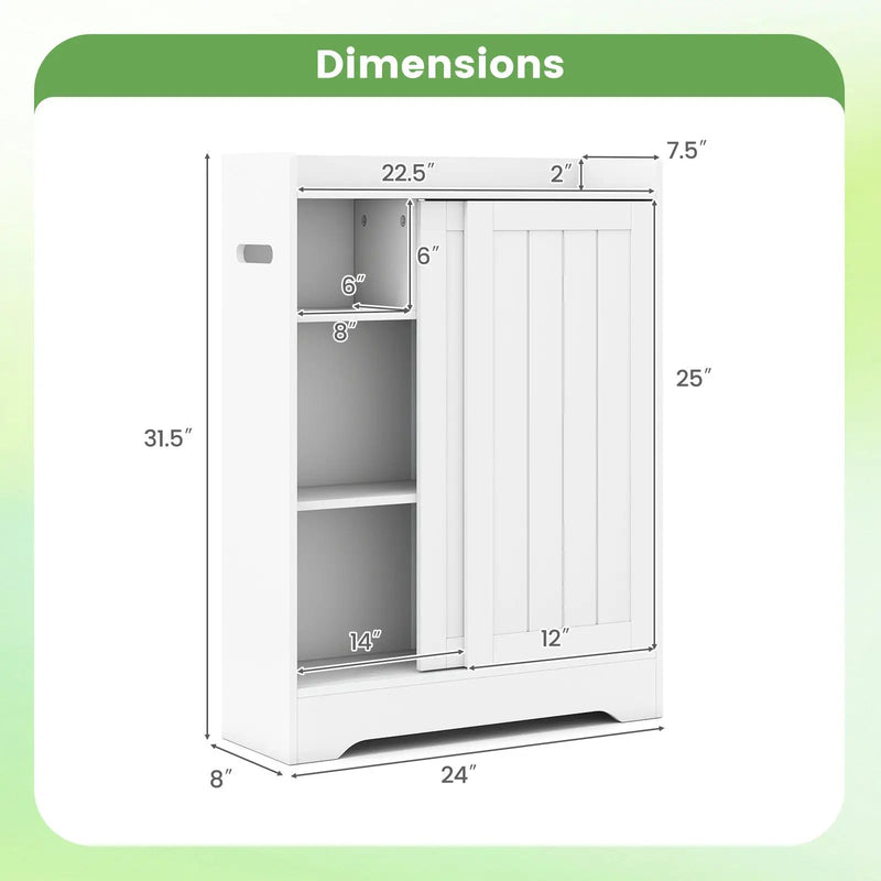 Bathroom Storage Cabinet Slim Floor Cabinet with Toilet Paper Holders-White by DirectDeals