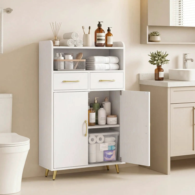 Freestanding Bathroom Storage Cabinet with 2 Drawers & Doors by DirectDeals