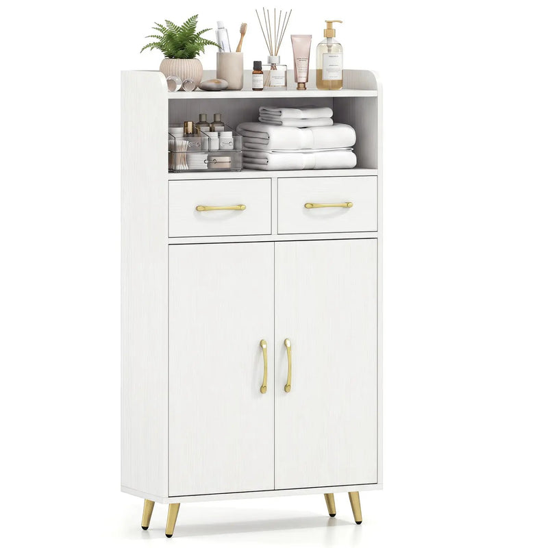 Freestanding Bathroom Storage Cabinet with 2 Drawers & Doors by DirectDeals
