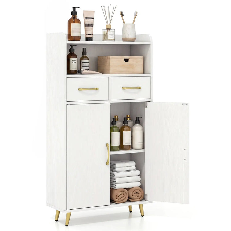 Freestanding Bathroom Storage Cabinet with 2 Drawers & Doors by DirectDeals