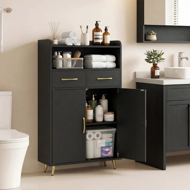 Freestanding Bathroom Storage Cabinet with 2 Drawers & Doors by DirectDeals