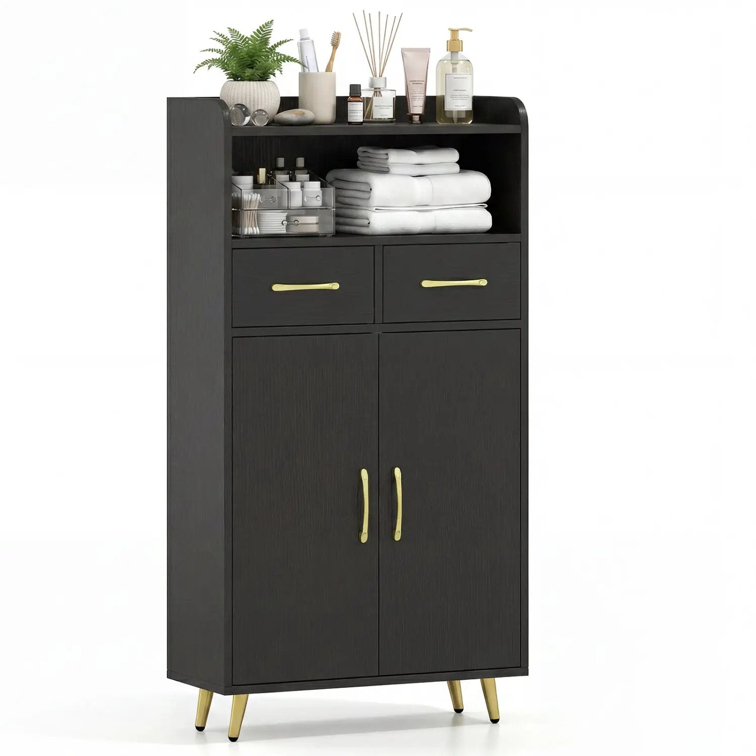 Freestanding Bathroom Storage Cabinet with 2 Drawers & Doors by DirectDeals