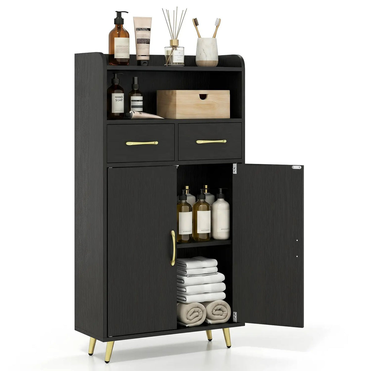 Freestanding Bathroom Storage Cabinet with 2 Drawers & Doors by DirectDeals