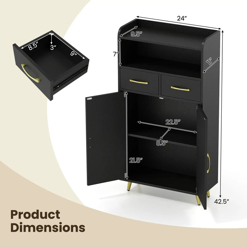 Freestanding Bathroom Storage Cabinet with 2 Drawers & Doors by DirectDeals