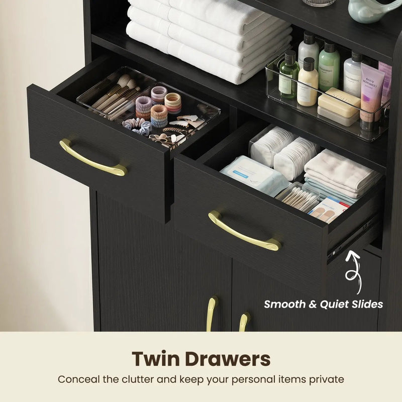 Freestanding Bathroom Storage Cabinet with 2 Drawers & Doors by DirectDeals