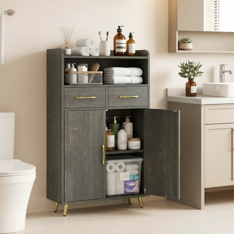 Freestanding Bathroom Storage Cabinet with 2 Drawers & Doors by DirectDeals