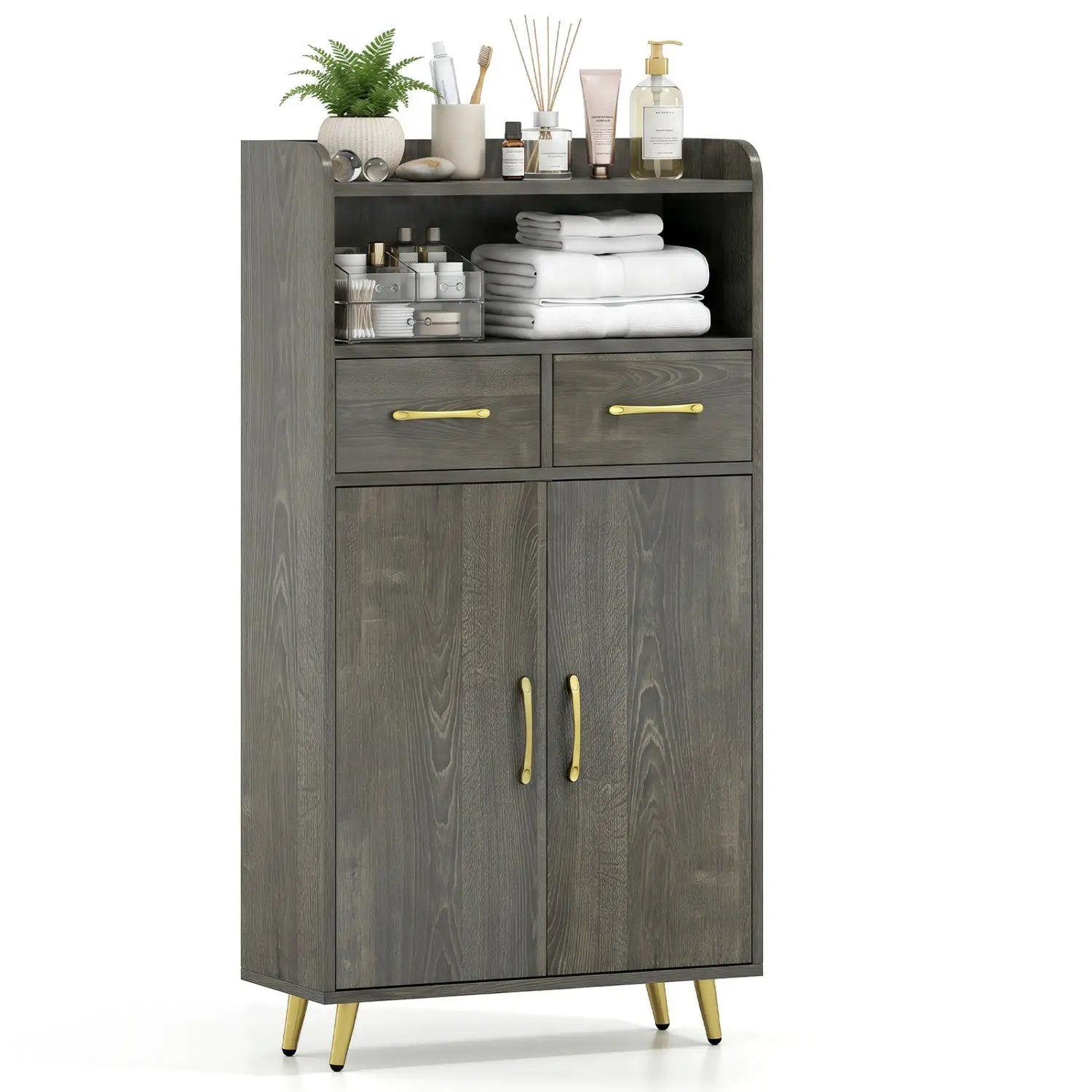 Freestanding Bathroom Storage Cabinet with 2 Drawers & Doors by DirectDeals