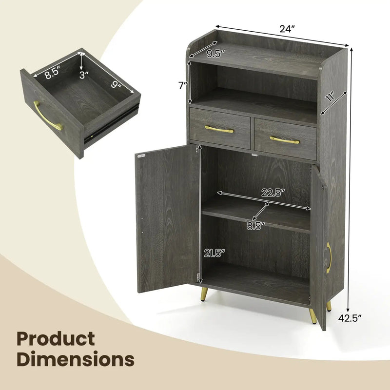 Freestanding Bathroom Storage Cabinet with 2 Drawers & Doors by DirectDeals