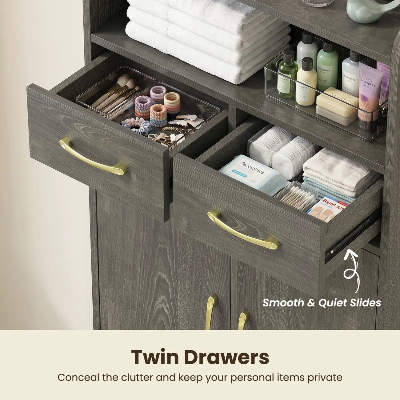 Freestanding Bathroom Storage Cabinet with 2 Drawers & Doors by DirectDeals