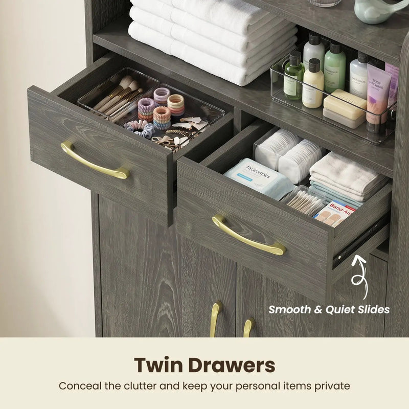 Freestanding Bathroom Storage Cabinet with 2 Drawers & Doors by DirectDeals