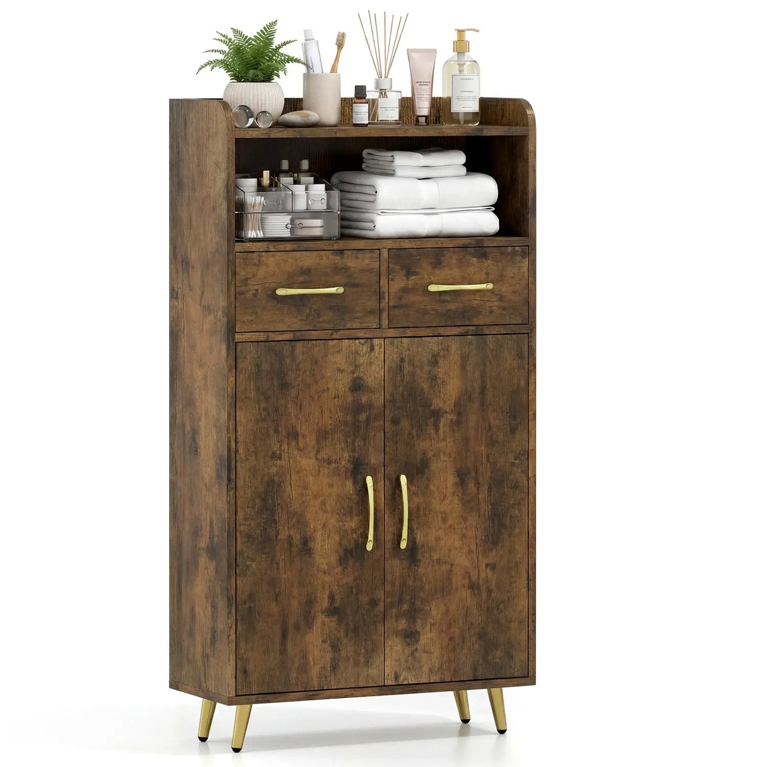 Freestanding Bathroom Storage Cabinet with 2 Drawers & Doors by DirectDeals