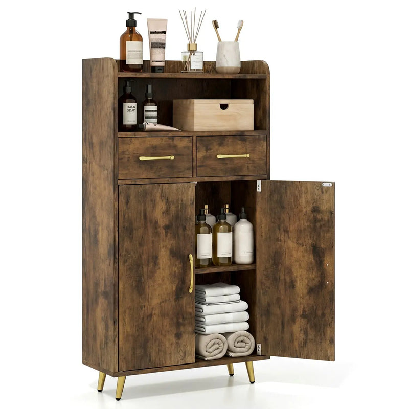 Freestanding Bathroom Storage Cabinet with 2 Drawers & Doors by DirectDeals