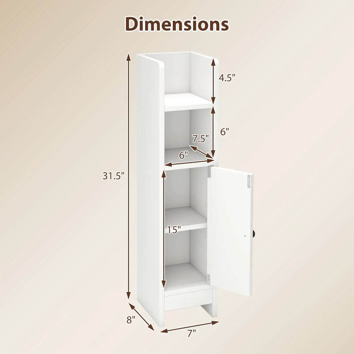 Bathroom Slim Cabinet Corner with Door and Adjustable Shelf by DirectDeals