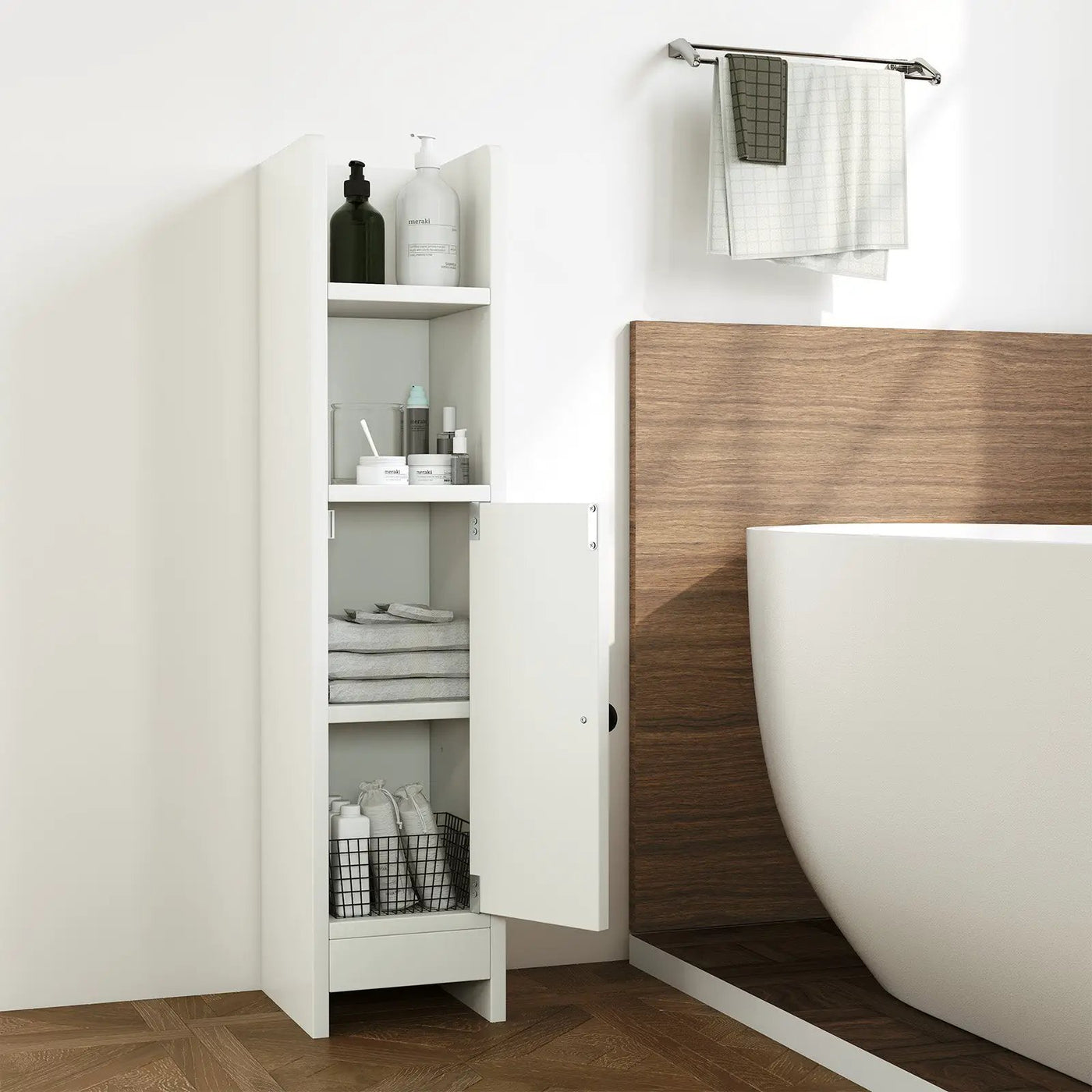 Bathroom Slim Cabinet Corner with Door and Adjustable Shelf by DirectDeals