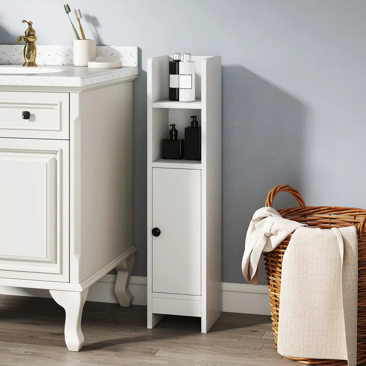 Bathroom Slim Cabinet Corner with Door and Adjustable Shelf by DirectDeals