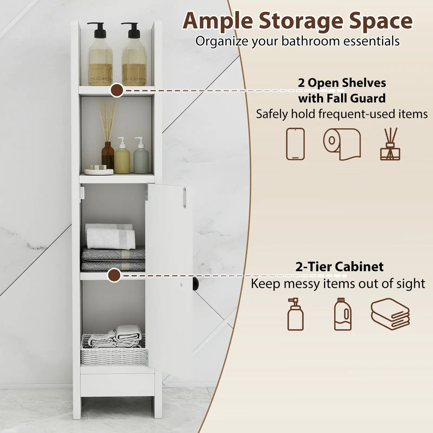 Bathroom Slim Cabinet Corner with Door and Adjustable Shelf by DirectDeals